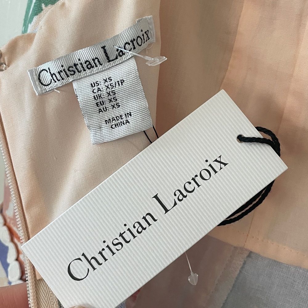 Christian Lacroix Linen Blend Midi Dress Costal Theme Vacation Size XS New - Picture 6 of 7